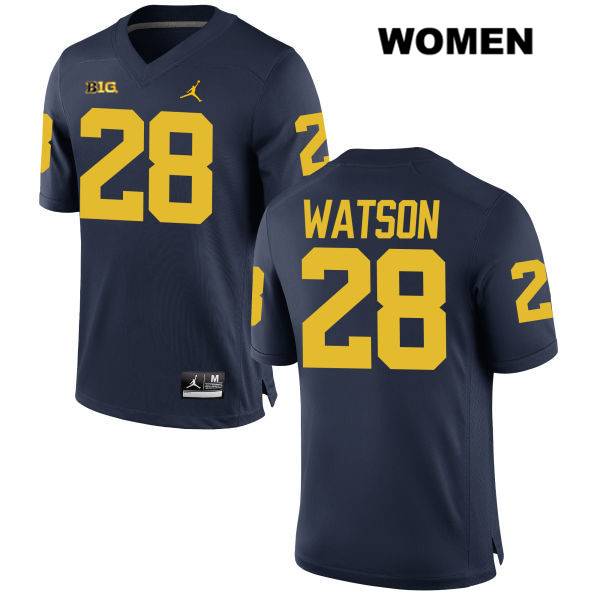 Women's NCAA Michigan Wolverines Brandon Watson #28 Navy Jordan Brand Authentic Stitched Football College Jersey TV25Q24TN